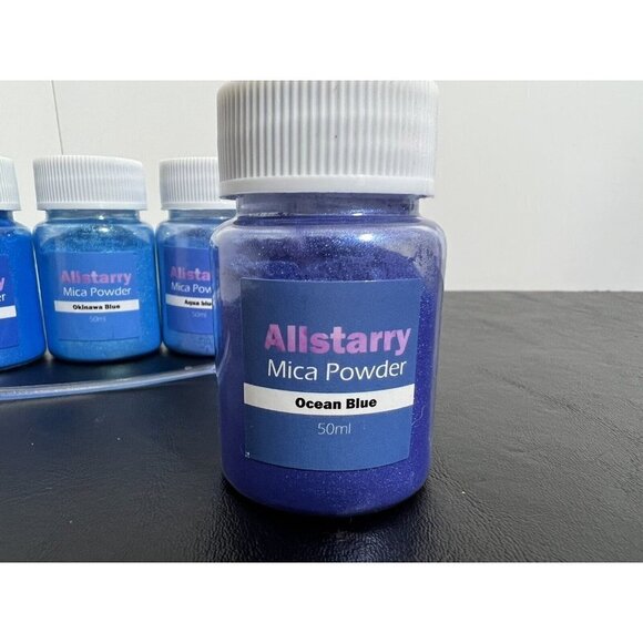 Set Of 5 Allstarry Mica Powder Epoxy Art Makeup Pigment Blue 50ml 1.6 oz - Picture 2 of 3